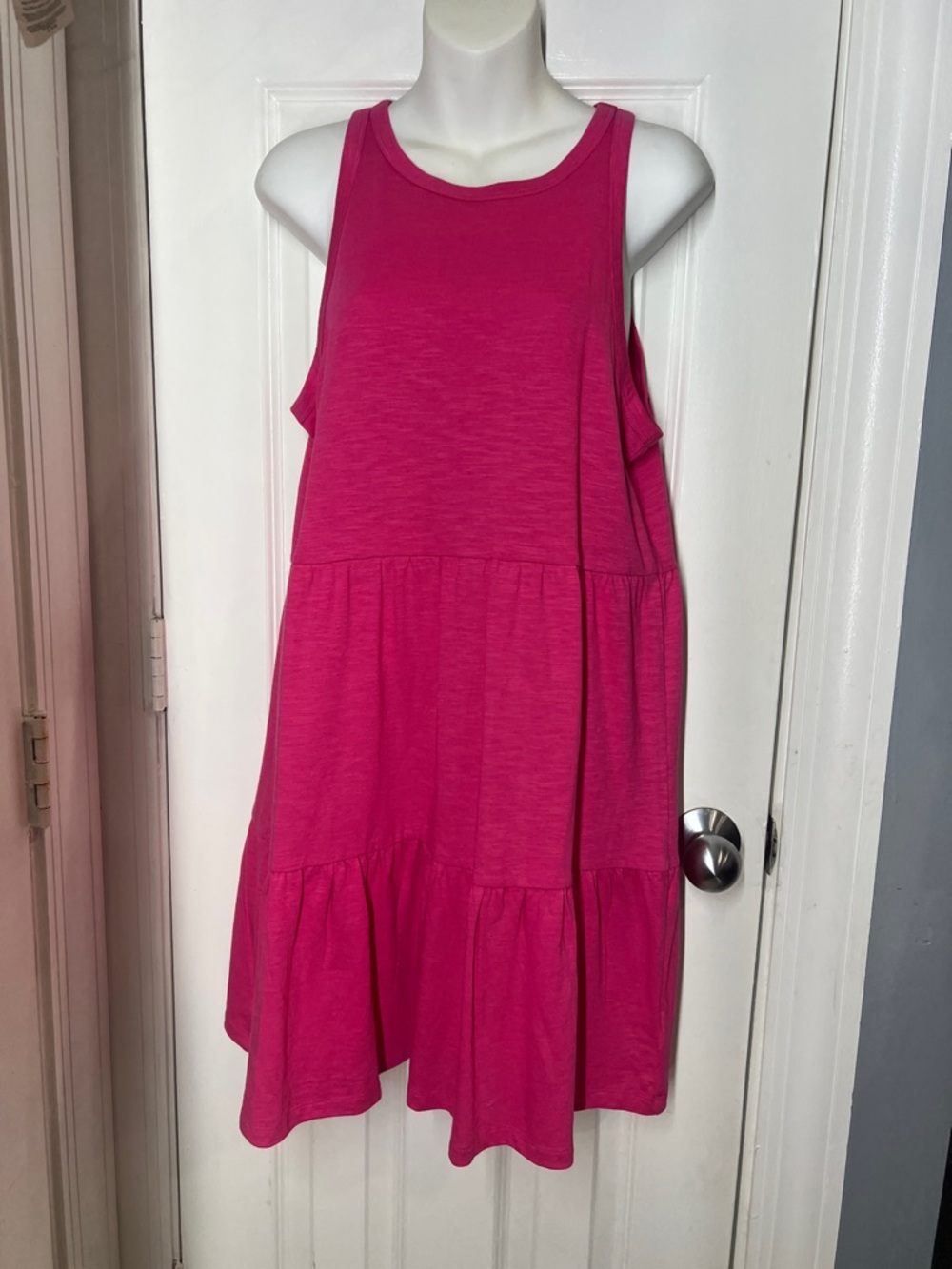 GAP Hot Pink Tank Tiered Maxi Dress